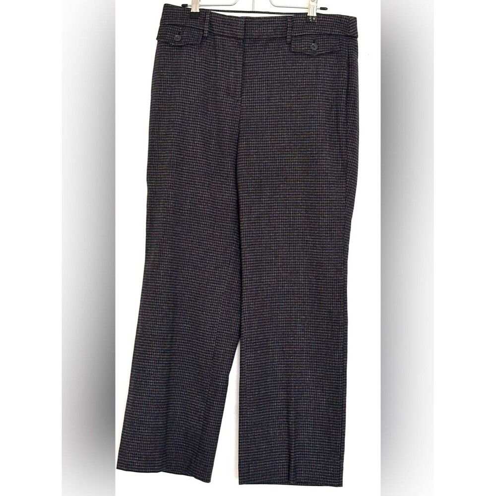 LOFT High Waist Curvy Trouser Navy Houndstooth Size 10 Petite